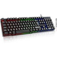 T20 Wired Keyboard Computer Accessories Russian Spanish Keyboard USB Game RGB Backlit Mechanical Touch Keycap Standard 104 Keys