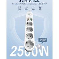 LDNIO Electric Extension 2M Power Strip Multiple European Plug Ruler Extension Outlet 20W Fast Charger Type C USB Socket Strips