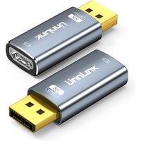 Unnlink 4K 240Hz/120Hz DisplayPort to HDMI Adapter DP 1.4 Graphics Card/Game Laptop to HDMI TV/Monitor Converter 8K 60Hz