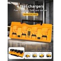 3A Fast Charger Lithium Battery 4-Port Intelligent Charger DCB104 Charger Compatible for Dewalt Power Tool 10.8V-20V Battery