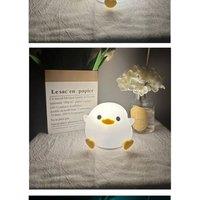 Cute Duck Night Light - LED Cartoon Animal Silicone Lamp for Kids - Touch Sensor, Timer & USB Rechargeable - Children's Room Dec