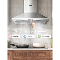 COMFEE' 60cm Chimney Cooker Hood Stainless Steel Extractor Hood with LED and Recirculating System Wall Mounted Range Hood
