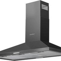 COMFEE' Black 90CM&60CM Wall-mounted 3-Speed Chimney Range Hood Cooker Extractor with LED and Recirculating & Ducting System