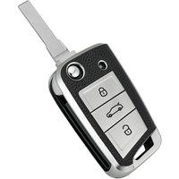 OHMSEN Key Cover for VW Polo Golf MK7, Skoda Octavia, SEAT Ateca TPU 3 Button Flip Remote Fob Case Anti-drop Protection