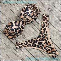 Sexy Women Bikini Brazilian Swimsuit Push-up Bra Bikini Set Two Piece Swim Suit Swimwear Low-waisted Beachwear Leopard Bathing