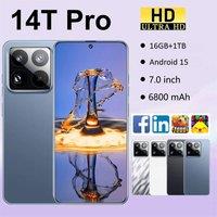 2025 Brand New 14T Pro Smartphone 7.0HD Original Cellphones 5G Dual Sim Cell Phone 6800mAh Android Global Version Mobile Phones