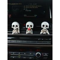 3pcs Halloween Car Creative Skull Hand Flower Resin Sculpture Fragrance Clips - 2.55 Inch Romantic Skull Statue