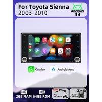 Autoradio Head Unit 2 Din Android Radio for Toyota Sienna 2003-2010 Carplay Android Auto 7" Screen Car Multimedia GPS Navigation