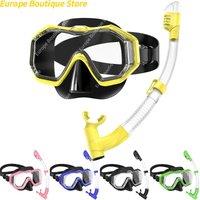 Dry Snorkel Mask Set Panoramic Wide View Anti-Fog for Adults Kids Underwater Snorkeling Swimming Training Diving Adjustable