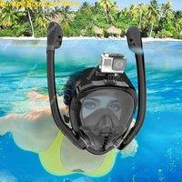 Full Face Snorkel Mask 180Panoramic View Silicone Dry Top Snorkeling Diving Swimming Goggles With 2 Snorkels Anti-Fog Anti-Lea