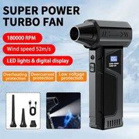 Super Powerful Turbo Air Blower - 180000 RPM Turbo Jet Fan,- Brushless Motor, 52m/s 4 Speed LED Light, 6000mAh Battery, Snow Blo