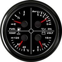 Cars 4-In-1 Multifunction Instrument 0-190ohm Fuel Gauges 8-16v Voltmeters 85mm 0-80psi Oil Pressure Gauges Water Temp Meters