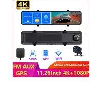 12 IPS 4K Carplay & Android Auto Car Rearview Mirror DVR Cam Dual Lens Dash Camera Recorder 5G WiFi GPS ADAS FM BT 1080P Camera