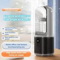 2025 New Turbo Bladeless Fan with Humidifier USB Rechargeable Mini Silent Portable Desktop Fan for Home Office