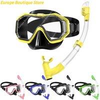 Dry Snorkel Mask Set Panoramic Wide View Anti-Fog for Adults Kids Underwater Snorkeling Swimming Training Diving Adjustable