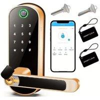 Smart Fingerprint Door Lock App Remote Control Keyless WIFI Digital Touchscreen Lock NFC IP67 Waterproof with 2 IC Cards