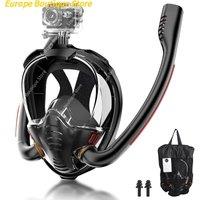 Double Tubes Full Face Snorkel Mask Breathing Mode 180 Panoramic Anti-Fog Diving Mask Dry Top System for Adults Teenagers Swim