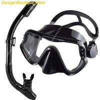 Dry Snorkel Set Diving Mask For Adults Tempered Glass Professional Panoramic Snorkeling Gear Swimming Training Snorkel Kit