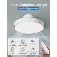 GONEO Ceiling Light Fan Dimmable LED with Bladeless Ceiling Fan, Ultra Quiet 6-Speed DC Motor, with Remote for Bedroom