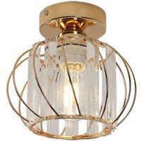 Modern Glass Ceiling Lamp,E27 Mini Metal Ceiling Lamp Semi Recessed Ceiling Lighting Interior for Bedroom (Without Bulb)