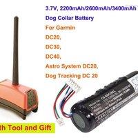 3.7V 2200mAh/2600mAh/3400mAh Dog Collar Battery for Garmin DC20, DC30, DC40, Astro System DC20, Astro 220,Astro 320
