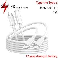 PD 60W Type C to Type C Cable Fast Charging For Samsung Xiaomi Huawei Type C Data phone Accessories 1M