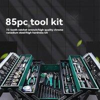 DGEV Bicycle Repair Kit, 85pcs Hand Tool Set, Triple Stack Multi-function Repair Kit Portable Metal Kit Home Repair Kit