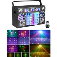 DJ Disco Show Lights LED Pattern Party Lights 5IN1 Effect LED Stage Light DMX Strobe Lights Remote Control Laser Light for Club
