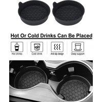 Car Cup Holder Pad - Non-Slip Car Cup Mat, Insert Coaster Mat Anti-Rattle Silicone Cup Mat with Handles & Raised Edge for Car, T