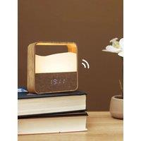 Portable LED Night Light with Digital Clock & Alarm, USB Rechargeable Table Lamp Dimming Gentle Light for Home Bedroom
