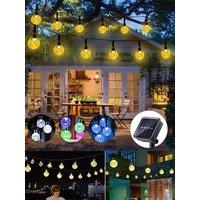 Solar String Lights Outdoor 8 Lighting Modes Waterproof Crystal Globe Patio Lights for Garden Yard Party Decor