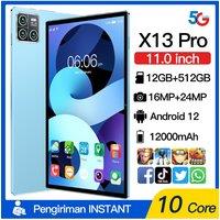 X13pro 11inch Tablet PC Android Global Version Original children's Tablets 5G Dual SIM Tab WiFi 12000mAh 16GB+1TB For kids Gifts