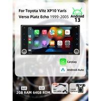 Carplay Android Car Multimedia 2 Din Radio for Toyota Vitz XP10 Yaris Verso Platz Echo 1999-2005 Head Unit GPS 7 Screen Stereo