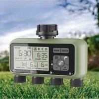 Water Timer 4 Zone Garden Programmable Automatic Irrigation Timer with Rain Delay Manual/Auto Mode Watering for Lawn Yard