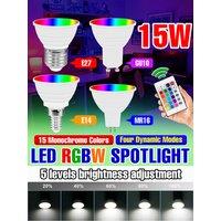 15W RGB LED Light Bulb E27 Ceiling Lamp E14 Spotlight GU10 LED Chandelier With Smart IR Remote Control For Home Party Decoration