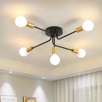 5-Head Iron Bent Pipe Ceiling Light, E27 Lamp Head, Without Light Source Ceiling Light, Suitable for Bedrooms and Corridors