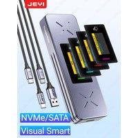 JEYI Visual Smart M.2 2280 NVMe/SATA Enclosure-5s Write Protection&3s Auto-Reconnect USB 3.2 10Gbps Support UASP/TRIM