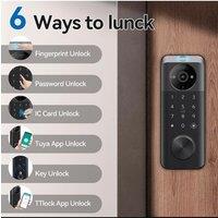 Smart Lock with password,Fingerprint，Keyless Entry Door Lock with Touchscreen Keypads, Easy to Install, App Unlock, 50 Codes