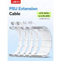 JEYI PSU Extension Cable Kit - 24Pin ATX + 8Pin EPS + 6+2Pin PCIe | 18AWG Copper Wire | Premium Sleeved with Cable Combs