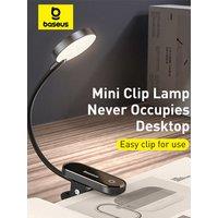 Baseus Portable Desk Lamp LED Mini Clip USB Rechargeable Table Lamp Stepless Dimming for Laptop Reading Bedside Soft Night Light