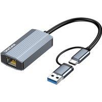 Unnlink 2500Mbps USB Ethernet Adapter 2.5G USB 3.0 & Type C Network Card for Laptop PC NAS Server Windows Mac OS