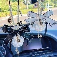 Gypsum With Essential Oil Camellia Car Hanging Air Freshener Perfume for Car Styling Aroma Interior Decorations Ornament