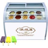 large Capacity Popsicle Showcase Commercial Ice Porridge Freezer 6 Round Barrels Ice Cream Display Cabinet