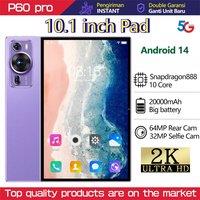 2025 New Cheap P60 Pro Original Tab 4G 5G Dual Sim Tab Android 14 Tablet 10.1'' HD Screen 20000mAh Tablets Children Kids Tab PC
