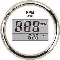 0-9900RPM Show 52mm Tachometers Devices Rev Counters Black Revolution Meters with Blue Backlight & Hourmeters for Car Truck Boat