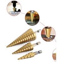 Titanium Plated Drill Bits Reaming Tool Hole Opener Electric Grinder Bits Bearing Steel Drill Bits Hexagonal Shank Pagoda Drill