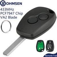 OHMSEN 2B Remote Car Key Fob 433MHz +Chip for Renault Trafic Master Modus Kangoo Clio Dacia Duster Logan Sandero Vauxhall Vivaro