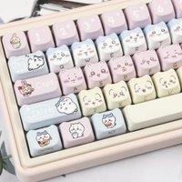 MAO Kohachi Keycaps PBT DYE-SUB 132 Keys Cute Anime 2.25U 2.75U for Alice Mechanical Keyboard Customization Girl's gift