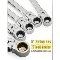 Ratcheting Combination Wrench Set, 6-23mm Metric Flex Head Ratcheting Wrench, Chrome Vanadium Steel Spanner with Bag