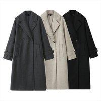 New autumn new product women's fashion temperament casual long sleeved lapel mid long loose jacket coat